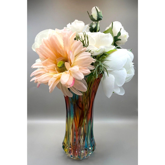 Pre-owned Crystal Glass Colorful Vase Home Decor ONLY - Picture 1 of 8